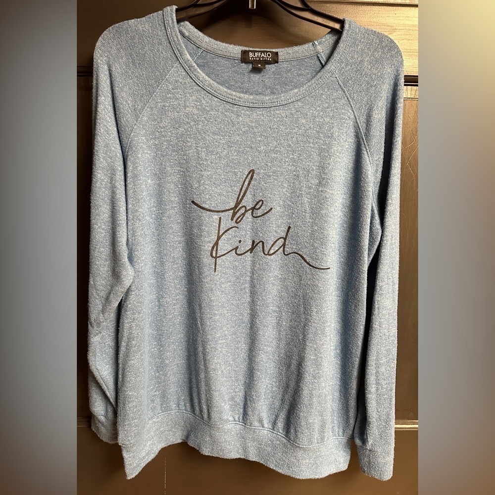 Buffalo David Bitton Lightweight Blue Sweater “Be Kind” Women’s Size Medium